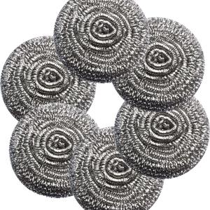 6Pcs Steel Wool Scrubbers - Flexible Scrubber Ps for Cleaning Dishes, Pots, Pans, Grills and Sinks