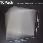7.5Mil Blank Mylar Sheet (10 Pack), 12“ X 12” Clear Plastic Sheet, Clear Acetate Sheets for Cricut, Stencil Plastic Sheets for Cutting Machine, PET Stencil Material
