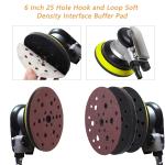5 Pack Interface Ps, 6 Inch 25 Holes Hook and Loop Soft Density Sponge Cushion Buffer Backing P, Foam Sanding Interface Ps for Orbital Sander Automotive Woodworking Polishing