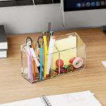 Magnetic Dry Erase Marker Holder for Whiteboard Refrigerator - Clear Acrylic Pen Organizer with Strong Magnet for Markers, Pens, Pencils - Non-Slip Locker, Desk, Fridge Accessory