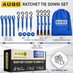 AUGO Ratchet Straps Heavy Duty 4 Pack -15 FT - 2200 LB Break Strength – with Safety Lock S Hooks - Cargo Straps for Moving, Appliances, Motorcycle – Soft Loop Tie Down Straps