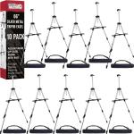 U.S. Art Supply 66" Silver Metal Tripod Easel Display (10 Pack) - justable 18"- 5.5', Holds 36" Canvas - Floor/Tabletop Easel Stand, for Sign Display, Painting, Poster Board, Canvas - Portable Bag