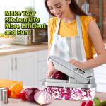 Vegetable Chopper,12-in-1 Multifunctional Food Chopper,Professional Onion Chopper with 7 Bles,Vegetable Cutter with Container for Sal,Potato,Carrot,and Garlic Essential Kitchen Tool (Silver black)