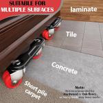 ONEON Furniture Mover Ultra with 8 Wheels – All-New Upgred Heavy Item Moving Tool Double-Wheeled Low-Profile Dolly with Auxiliary Lifter, Full Carbon Steel Panels, Supports up to 1650 lbs