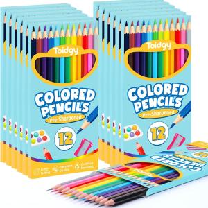 144 Count Colored Pencils for Kids, 12 Packs Colored Pencils Bulk 12 Colors, Pre-sharpened Color Pencils for ults, Bulk School Supplies for Teachers, Back to School Supplies, Classroom Prizes