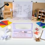 7Pcs Pink Compass Protractor Set with Portable Box Geometry Drafting Tools Set Multi-Purpose Math Drawing Rulers for Boy Girl Drafting Tools and Drafting Kits