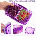 4 Pack Reusable Snack Containers with Lids, 2-Compartment Bento Boxes for Kids, Lightweight & Stackable Food Containers, Dishwasher Safe & Refrigerator Safe (4 Colors)