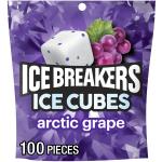 ICE BREAKERS Ice Cubes Arctic Grape Flavored Sugar Free Chewing Gum Pouch, 8.11 oz (100 Pieces)