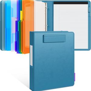 JoyCat 3 Ring Binder Clipboard with Storage,12.4"x10.2"Magnetic Clipboard Folder with 5 Expandable Folders,Refillable Lined Notep (11" x 8.5"),Ideal for School Office Nursing(Dark Blue)