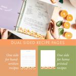 Jot & Mark 8.5" x 11" Sturdy 3 Ring Recipe Binder with Spill-Proof Clear Binder Sleeves Sheet Protector, 30 Dual-Sided Recipe Card Pages for Written & Printed Recipes, Tabbed Dividers, Peach Dream