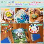 120pcs 8x10 Inch Painting Supplies Kit, 12Pack Art Canvas Bulk with Easel Stand, 12 Colors Mini Acrylic Paint Set, Small Paint Brushes, Paint Trays, Painting Kit