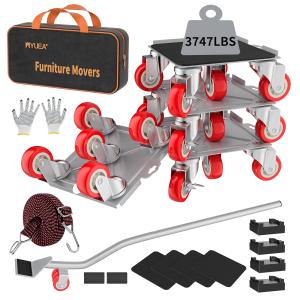 Furniture Dolly,Furniture Movers with 5 Wheels,Carbon Steel Panel Heavy Duty Dolly,Furniture Lifter with 5 360° Rotatable Rubber Universal Wheels,Maximum Lo 3747 LBS(Oversize)