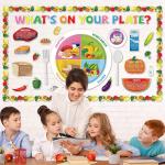 gisgfim My Plate Bulletin Board Decorations Fruit Vegetable Paper Cutouts Cafeteria Nutrition Bulletin Board Set for Back to School Classroom Office Home Wall Doors Decor Supplies