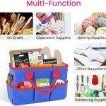 Godery Desktop Tote and Organizer, Teacher Helper Bag for Arts, Books, Stationery, Office Desk, Make-up Storage with Handles for Travel (BLUE)