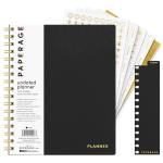 PAPERAGE Undated 12 Month Weekly & Monthly Planner with Durable Cover & Spiral Binding, 7.5 in x 9 in, Productivity Planner with Note Pages, Goals & Budget Trackers, Stickers & Bookmark (Black)