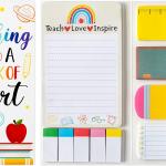 Xqumoi Teaching is A Work of Heart Sticky Notes Set Blackboard Self-Stick Note Ps Teacher Appreciation Gift Writing Memo Ps School Office Supplies