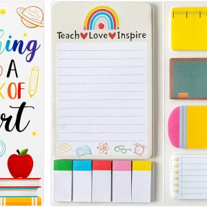 Xqumoi Teaching is A Work of Heart Sticky Notes Set Blackboard Self-Stick Note Ps Teacher Appreciation Gift Writing Memo Ps School Office Supplies