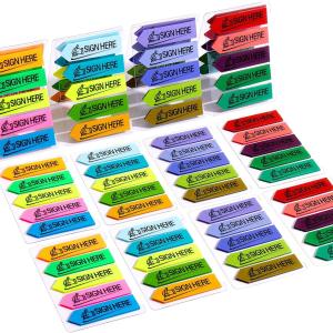 1200 Pcs Sign Here Index Marker, Assorted Colors Sign Here Tabs Sign Post Here Index, Flags Vital Signs Sticky Notes for documents notebooks Contracts, Books,Files or Notary Supplies(4 Designs x 3)