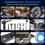 Compressed Air Duster-3 Gear justable 100000RPM Electric Air Duster with LED Light, Rechargeable Cordless Air Blower for Keyboard Electric Devices Cleaning. Replaces Compressed Air Cans (Black)