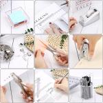 17 in1 Silvery Desk Organizers and Accessories Set, 3 Office Desk Supplies Storage Organization, 4 Pens, Stapler, Staples & Remover, Tape & Dispenser, Scissors, Ruler, Clips, Hole Punch Back to School