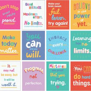 Carson Dellosa 12-Piece Growth Mindset Posters, Motivational 8.5" x 11" Wall Decor for Bulletin Board Decorations, Classroom, Office Decorations, School Counselor Must Haves