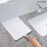 All-Purpose Stainless Steel Shower Squeegee for Shower Glass Door with 2 hesive Hooks, Bathroom Cleaner Tool Household Window Mirror Squeegee , Cleaning Tile Wall, Car, 10 Inch Silver