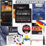 Acrylic Paint Set,57 PCS Professional Painting Supplies with Paint Brushes, Acrylic Paint, Easel, Canvases, Painting Ps，Palette, Paint Knife, Brush Cup and Art Sponge for Hobbyists and Beginners