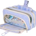 Large Pencil Pouch Big Pencil Case Big Capacity Aesthetic Pen Cosmetic Bag Pen Stationery Organizer Simple, College Office Home Travel Storage Bag (Blue)