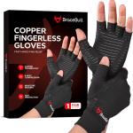 BraceBull Arthritis Gloves (1 Pair), Copper Infused Fingerless Compression Gloves, RSI and Relieve Hand Pain for Women & Men