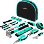 Basics Tool Set With Easy Carrying Round Pouch, 104-Piece, Turquoise, 14.4 x 11.4 x 3 inches