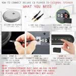 CD Player Portable with 60 Second Anti Skip, Stereo Earbuds, Includes Aux in Cable and AC USB Power Cable for use at Home or in Car. Silver