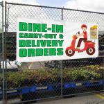 Vinyl Banner Multiple Sizes Dine-In Carry-Out & Delivery Orders Restaurant & Food Outdoor Weatherproof Industrial Yard Signs White 6 Grommets 36x72Inches