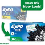 EXPO Dry Erase Markers, Low Odor Ink, Black, Fine Tip, 36 Count - Easily Erases, Ideal for Classroom, Home, Office, Back to School, Teacher Supplies