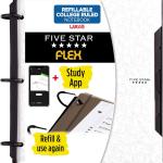 Five Star Flex Refillable Notebook + Study App, College Ruled Paper and 1 Inch TechLock Ring Binder with Pockets, Tabs and Dividers, 200 Sheet Capacity, White (29328AE2)