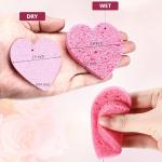 Nuenen 60 Pieces Facial Sponges with Container, Heart Shape Compressed Face Sponges Natural Cleaning Ps for Washing Face Cleaning Exfoliating Esthetician Makeup Removal(Pink)