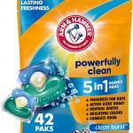 Arm & Hammer Clean Burst 5-in-1 Laundry Detergent Power Paks, High Efficieny (HE), 42 Count