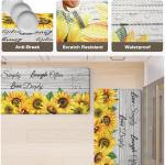 KIMODE Anti Fatigue Kitchen Mat, Farmhouse Sunflower Kitchen Rugs Sets of 2, Kitchen Floor Mats Non-Slip Cushioned, Comfort Kitchen Mats for Floor Sink, Laundry, Desk White 17"x47"+17"x29"
