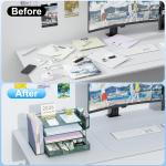 gianotter 4-Tier Desk Organizer with Drawers, File Holders, Letter Trays and Pen Holders - Workspace Accessories for Office Supplies (Green)