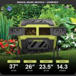 Sun Joe Outdoor Tumbling Composter Bin with 360° Dual Chamber, 2-10 Weeks Compost, 42 Gal - Rotating Composting Tumbler for Home Waste Management and Solution, SJ-CMPS1