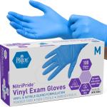 MED PRIDE Disposable Powder Free Non Latex Single Use Medical Exam Gloves, Nitrile Vinyl Blend for Cleaning and Food Handling