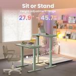 HUANUO 32" Small Electric Standing Desk justable Height, 4 Memory Height Settings, Sit Stand Up Desk for Home Office & Computer Workstation, Sage Green