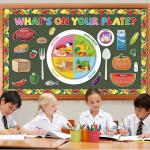 gisgfim My Plate Bulletin Board Decorations Fruit Vegetable Paper Cutouts Cafeteria Nutrition Bulletin Board Set for Back to School Classroom Office Home Wall Doors Decor Supplies
