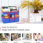 Godery Desktop Tote and Organizer, Teacher Helper Bag for Arts, Books, Stationery, Office Desk, Make-up Storage with Handles for Travel (BLUE)