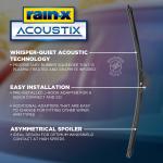 Rain-X Acoustix 20" Wiper Bles (Pack Of 1), Whisper Quiet Automotive Replacement Windshield Wipers, Plasma Treated & Graphite-infused Coating for Smooth Performance & Long-lasting Durability