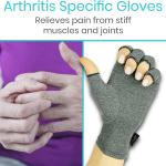 Vive Arthritis Gloves - Men, Women Rheumatoid Compression Hand Glove for Osteoarthritis- Arthritic Joint Pain Relief - Carpal Tunnel Wrist Support - Open Finger, Fingerless Thumb for Computer Typing
