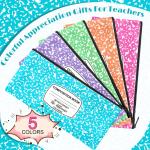 Epakh 5 Pcs Back to School Gifts Pencil Case Pouch 8.7 x 3.9 Inches Composition Book Portable Pencil Bag with Zipper Multipurpose Cute Pen Pouch for Stationery Organizer Teachers Gifts (Classic)