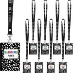 16 Pcs PVC Hall Pass Lanyards Unbreakable Hall Passes Writeable Passes for Classrooms Bathroom Pass for Bathroom Library Office Nurse School Supplies(Composition Book Style)