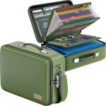 DocSafe Fireproof Document Box with Lock, Hard Case File Organizer with Accordion File Folder, Fireproof Water Resistant Safe Box Home Office Travel Storage for Important Documents Laptop Green