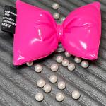 Pink 360-degree Rotating Mobile Phone Handle Stand, Retractable Folding, for Smartphone Tablet Accessories, Bow airbag Mobile Phone Handle Stand