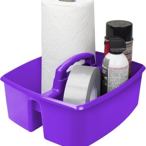 Storex 2-Compartment Large Cdy – Multipurpose Classroom Organizer with Handle, Purple, 6-Pack (00955U06C)